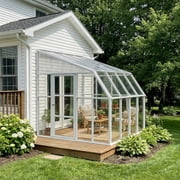 Palram - Canopia Sun Room 8 x 8 Polycarbonate Walk-In Greenhouse - White - with Roof Vent