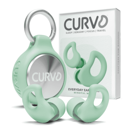 CURVD Everyday Earplugs + Case Clip Bundle – Perfect for Sleep, Travel, Noise Sensitivity/Canceling, with Portable Waterproof Container & Silicone Sleeve (Mint)