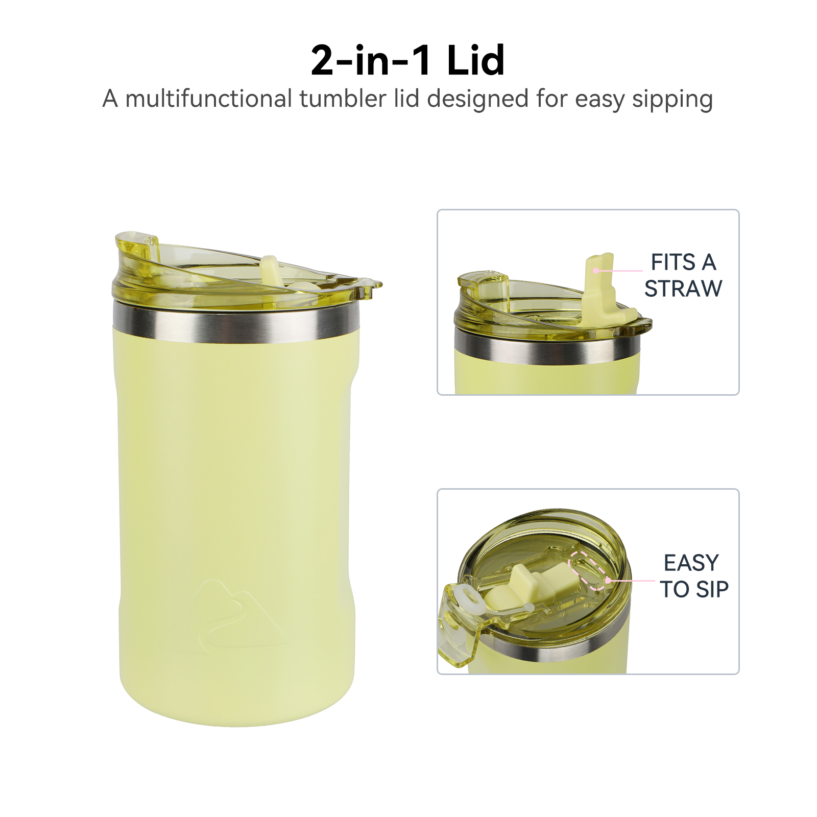 Vaso térmico de acero inoxidable con revestimiento cerámico Ozark Trail de 16 oz con tapa 2 en 1, amarillo 4