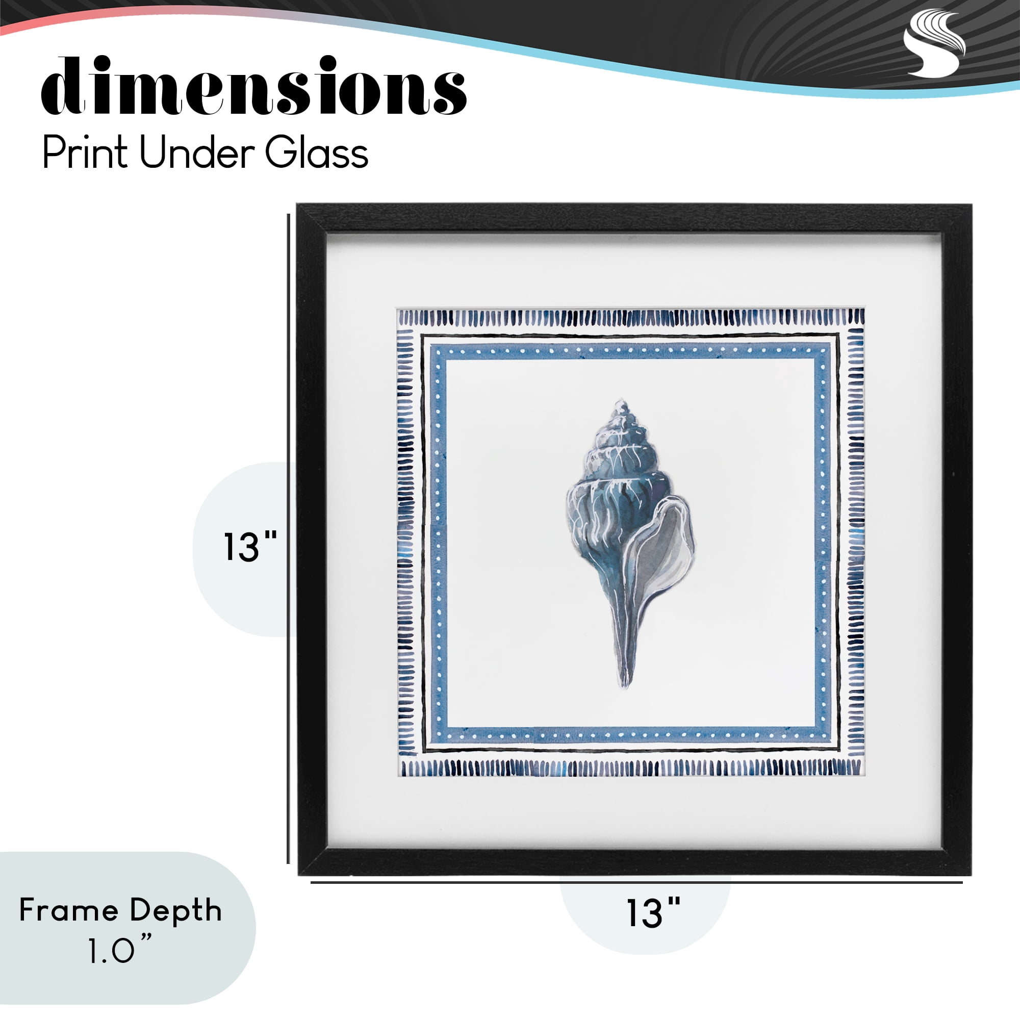 Stupell Industries Soft Blue Conch Shell Black Framed Print Under Glass, design by Lanie Loreth