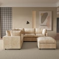 thumbnail image 3 of Magic Home 100.5" Modular Sectional Sofa, Modern Chenille U Shaped Cloud Couches Khaki Couch for Living Room, Apartment, Office, 6-Seat, Khaki, 3 of 12