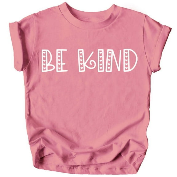 Be Kind Heart Letters Shirt for Baby & Toddler Youth Girls White on Mauve Shirt 5-6