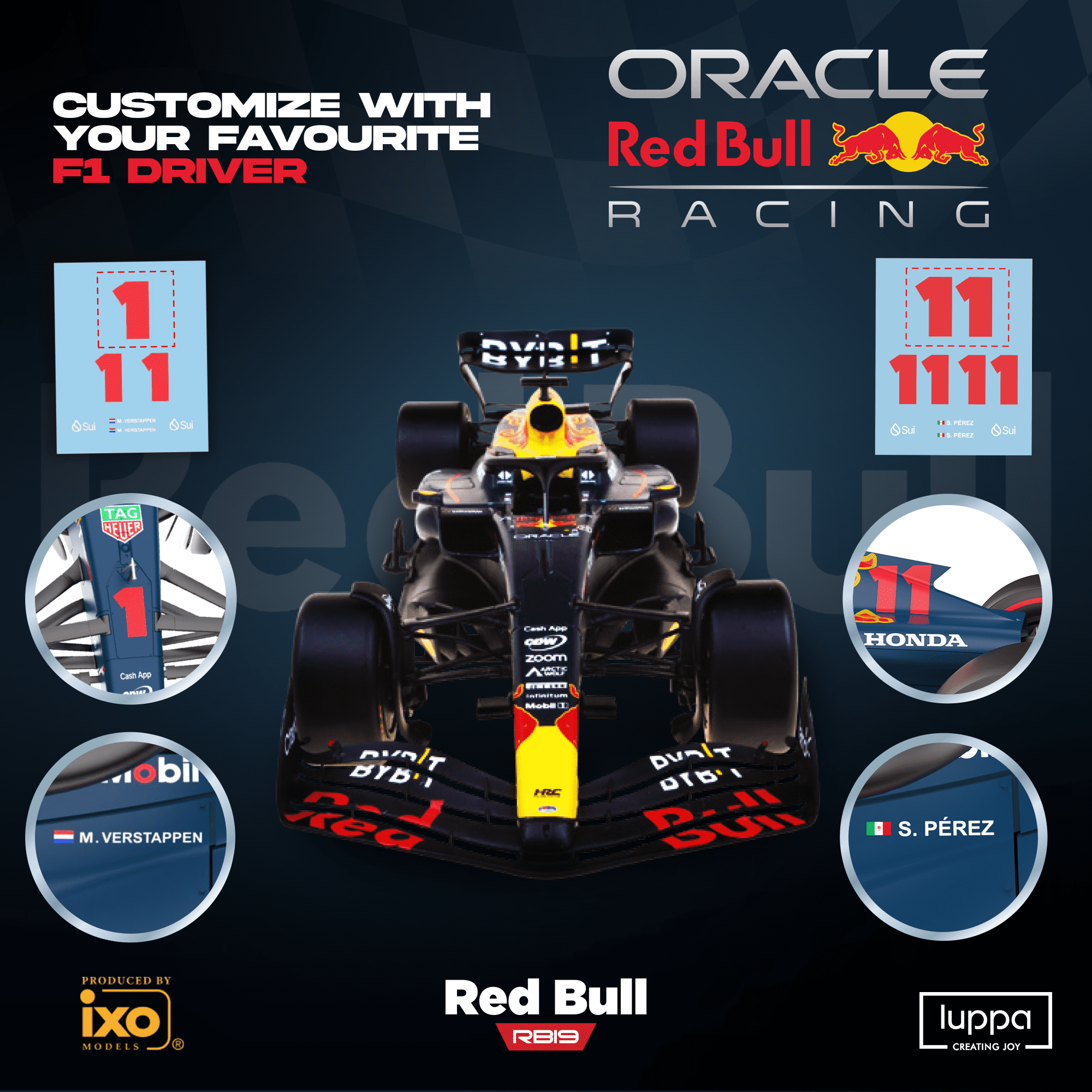 Formula 1 RB19 Model Kit - 1:18 Scale Racing F1 RB19 Model Inspired by Checo Pérez & Max Verstappen Building kit, Collectible diecast, 140 Pieces
