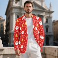 thumbnail image 2 of KUIFORTI Christmas Santa Men's Blazer Skin-friendly Sport Coat Notched Lapel Suit Jacket for Wedding Prom Party Working, 2 of 7