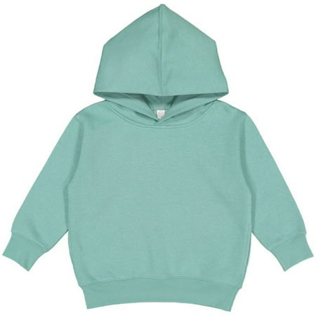 

Rabbit Skins Toddler Fleece Long Sleeve Hooded Pullover Sweatshirt with Side Seam Pockets Saltwater 4T