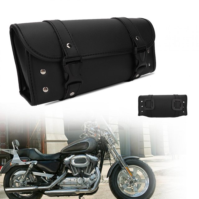 Bolsa de moto, Qii lu Universal Black Motorcycle Front Side Saddle Bag Bolsa de almacenamiento Bolsas de herramientas laterales EOTVIA NO