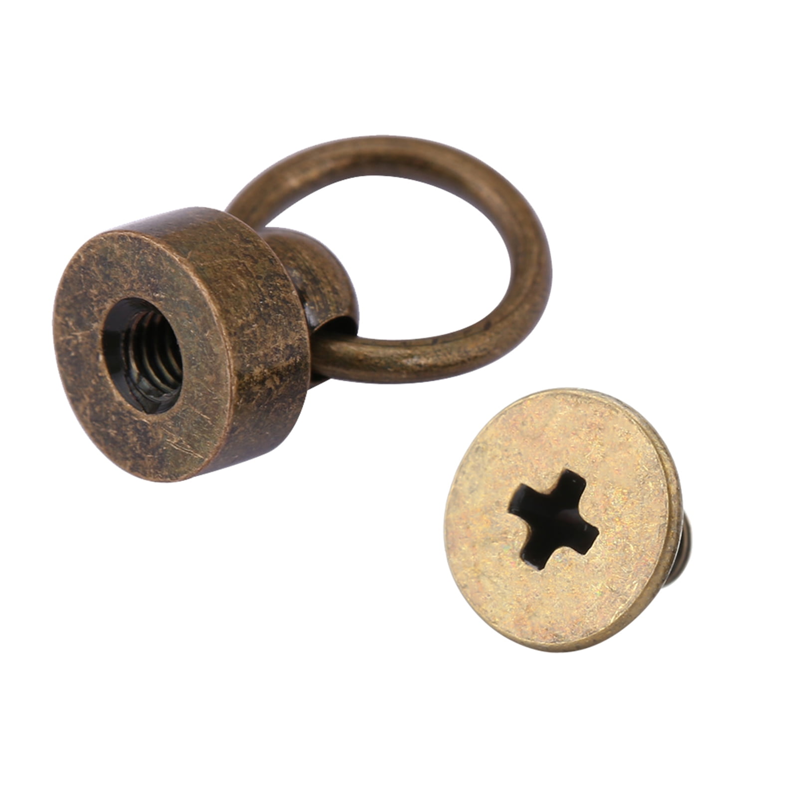 20pcs Tirette Anneau Rivet Cuir - Bouton Métallique Tête Ronde Avec Anneau - Bronze - Pour Sacs Et Artisanat
