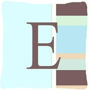 Letter E Initial Monogram - Blue Stripes Indoor & Outdoor Fabric Decorative Pillow