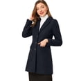thumbnail image 1 of INSPIRE CHIC Manteau d'Hiver pour Femme à Revers Cranté, Simple Boutonnage, Manches Longues, Bleu Foncé, L, 1 of 6