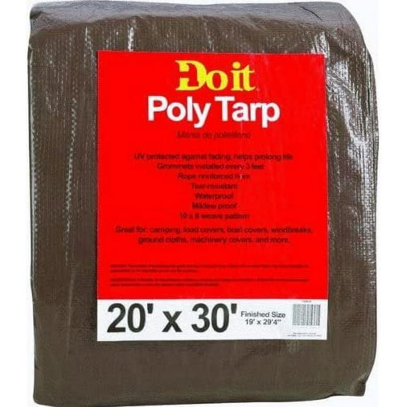 Do it Best 700630 Medium-Duty Poly Tarpaulin, 20X30, Brown/Green