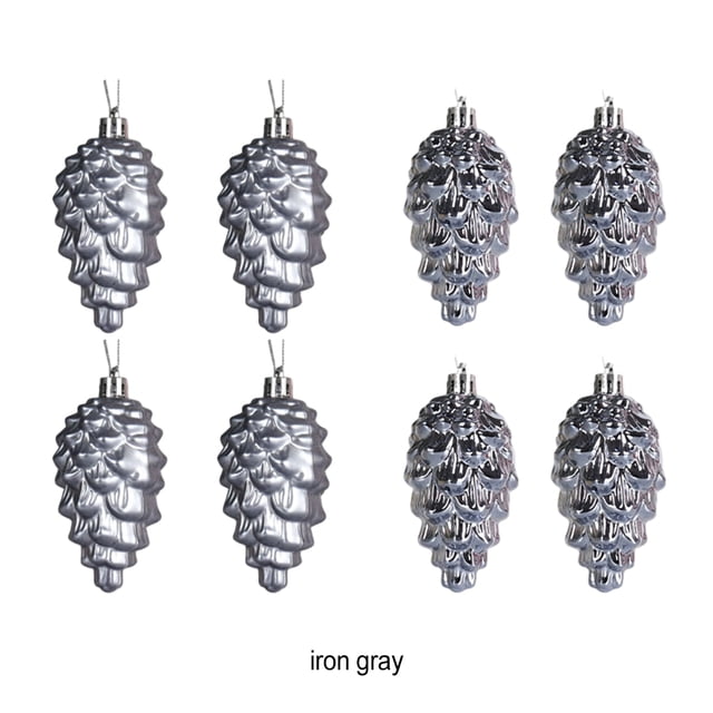 Ruiboury 8pcs Unique Christmas Tree Decorations Plastic Pine Cone Pendant Plastic Pine Tree Hanging ABS Christmas Decorations Dark Grey 1Set