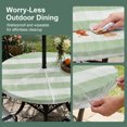thumbnail image 3 of Round Outdoor Tablecloth with Umbrella Hole and Zipper, Sage Green Striped Fitted Table Cover with Elastic Edge for 55-60 Inch, Farmhouse Vintage Stripes Waterproof Patio Tablecoths for Picnic, 3 of 9