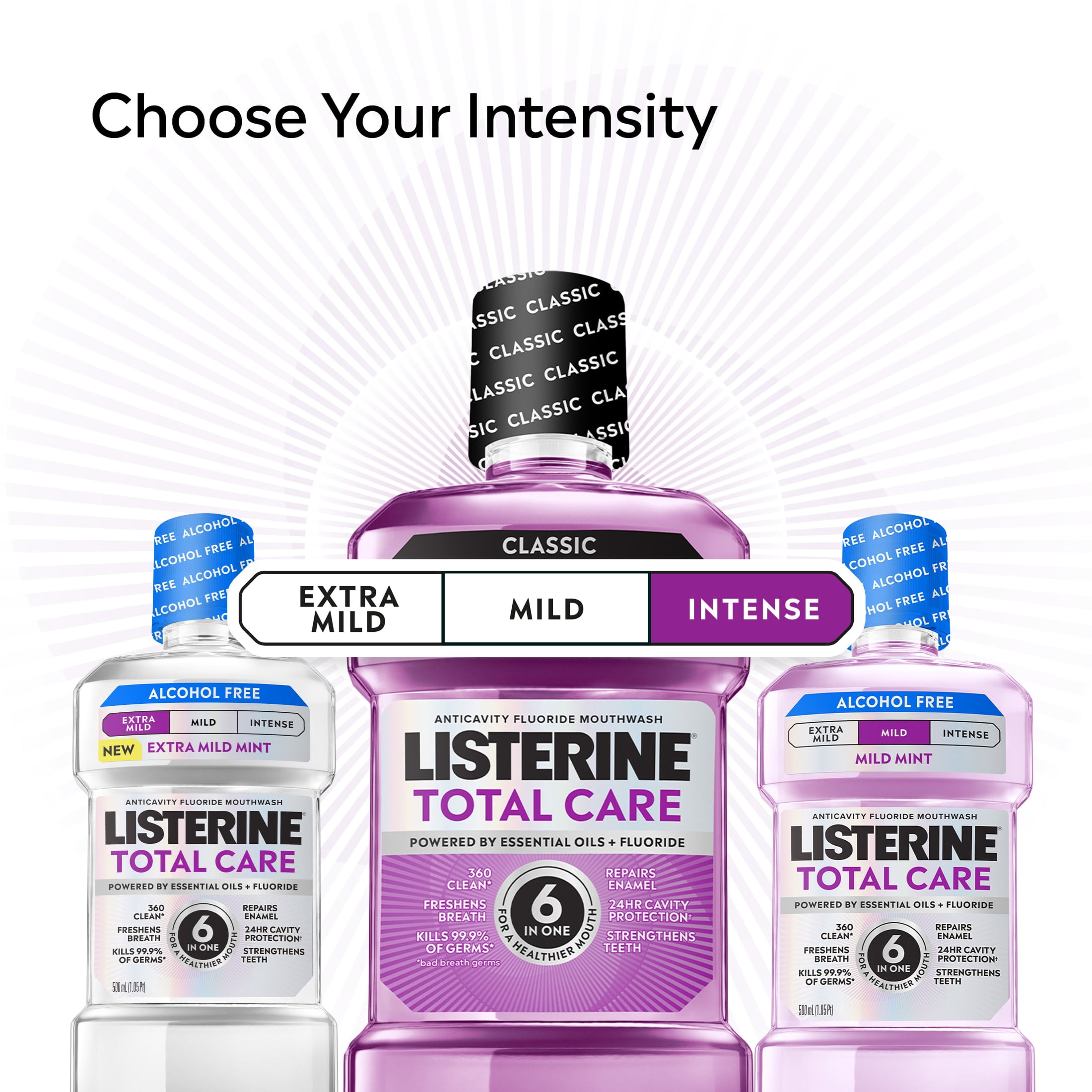 Listerine Total Care Intense Anticavity Fluoride Mouthwash, Intense Mint, 1 L