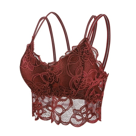 bnaln Crop Tops for Women Sale Clearance Women s Sexy Lace Push Up Bra Sheer Seamless Everyday Bras Spaghetti Straps Sleeveless Camisole Shirts Y2K Going Out Tops Vacation Outfits