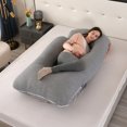 thumbnail image 6 of SHANNA J-Shape Pregnancy Pillow Full Body Maternity Pillow for Pregnant Women with Washable Cover for Back Belly Hips Legs Support, 57 * 27.5inch, Gray, 6 of 7