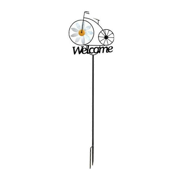 Pinwheels for Yard and Garden,Welcome Yard Sign with Stakes,Bicycle Style Gardens Art Decor,Outdoor