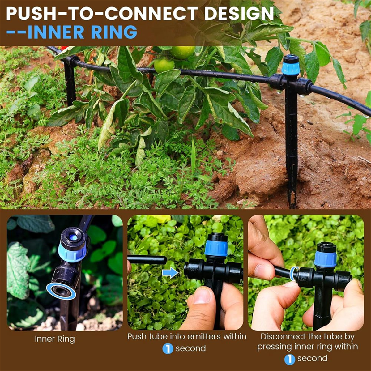 110FT Quick-Connect Drip Irrigation Kit, Garden Watering System DIY Automatic Irrigation Equipment Set for Lawn Raised