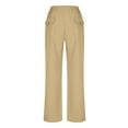 thumbnail image 5 of mother's day gifts! QATAINLAV Womens Wide Leg Palazzo Pants Casual Tie Belted High Waisted Business Casual Work Trousers Summer Cotton Linen Beach Pants with Pocket Khaki M, 5 of 7