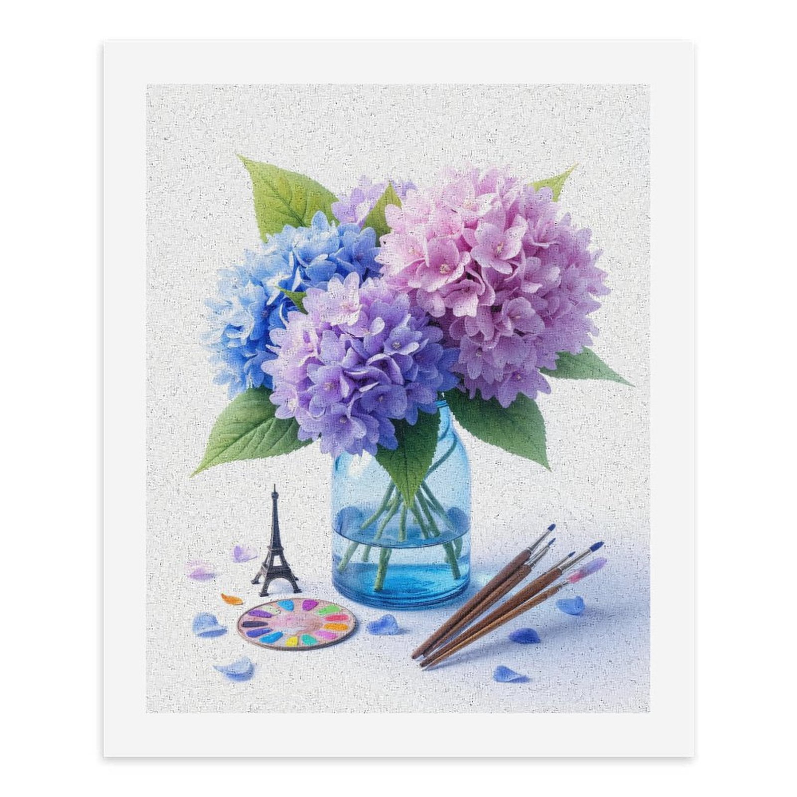 Paint By Numbers Kit for Adults Beginner - DIY Hydrangea Art Supplies Eiffel Vase Canvas Painting Kits for Adults, Frameless Paint By Number for Adults for Home Wall Decor 16x20 Inch