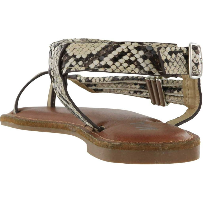 Mia Womens Julianne Faux Leather Snake Print Slingback Sandals