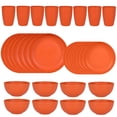 thumbnail image 1 of Nvzi 32pcs Wheat Straw Dinnerware Set,Plates and Bowls Set,Camping Dish Set for 8, Plastic Dinnerware Set,Dishwasher Safe Dinnerware Set,Orange, 1 of 5