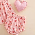 thumbnail image 5 of KPOPLK Newborn Baby Girl Clothes Summer Outfits Set Infant Ruffle Sleeveless Strap Cute Bow Tank Tops 3 6 12 18 Months(6-12 Months,Red), 5 of 6