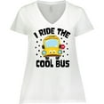 thumbnail image 3 of Inktastic I Ride the Cool Bus with Yellow Bus Women's Plus Size V-Neck T-Shirt, 3 of 5
