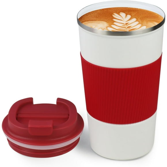 TRAHOO-Travel Coffee Mug Spill Proof with Ceramic Liner, 18 Oz Coffee Mugs with Lids, Insulated Tumblers, Double Wall Coffee Thermal Mug for Car Gift