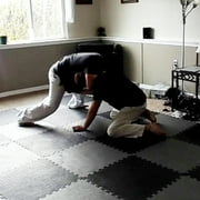 FlooringInc 7/8 Thick Tatami Excersise, Yoga, Fintness & MMA Mats, 2 Tiles, 3x3, 18 sqft, Red/Blue