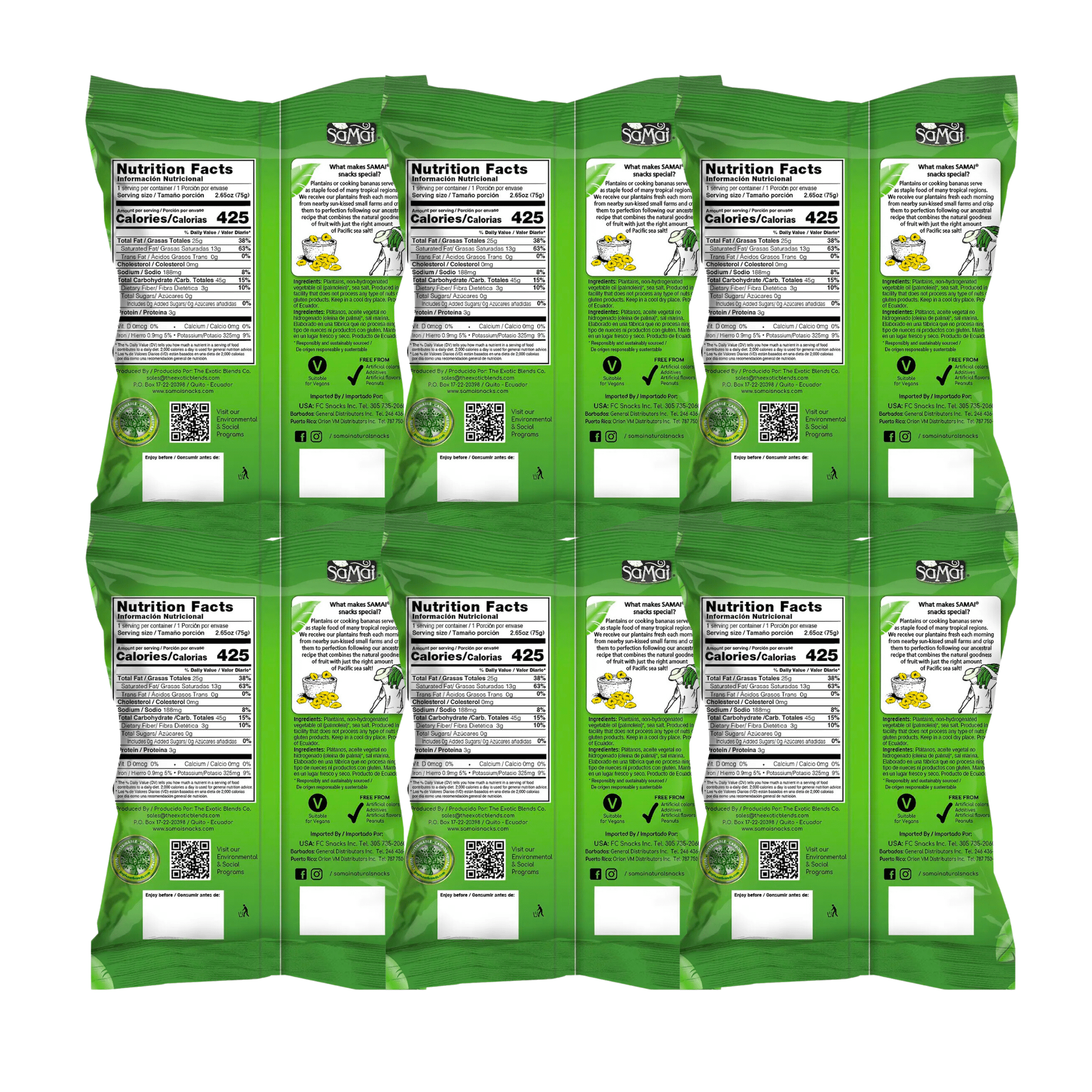  SAMAI Chili Plantain Chips 2.65oz, Pack of 15 - All Natural,  Non-GMO, Gluten Free and Kosher
