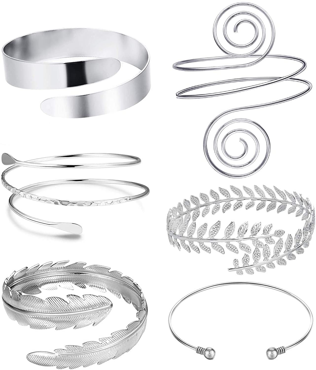 Silver cuff arm bracelet with pendants - MAM