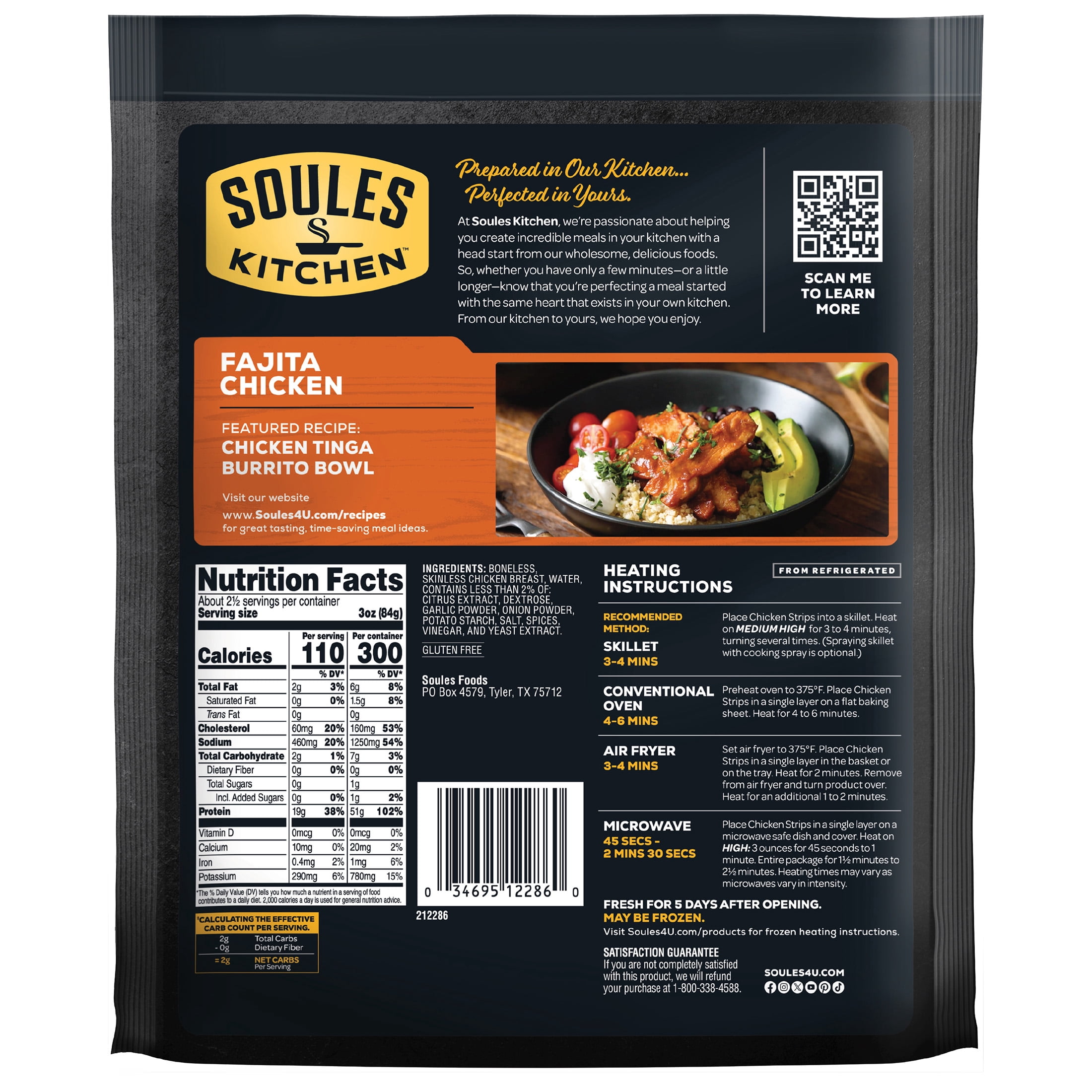 Soules Kitchen Fajita Chicken, 8 oz, Refrigerated, Fully Cooked, No Hormones, Gluten-Free