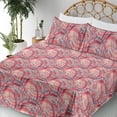 thumbnail image 3 of Ambesonne Abstract Fitted & Flat Sheet with Shams 4 Pcs Set, Circles Vintage Watercolor, Full, Dark Coral and Slate Blue, 3 of 5