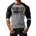 thumbnail image 2 of GYMISH RAGLAN Deadlift Addict Workout T-Shirt for Men – Powerlifting Gym Shirt, Men’s Fitness Tee, Heather Grey, Small, 2 of 6