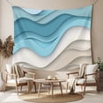 thumbnail image 2 of Aqua Beige Ombre Tapestry for Bedroom Wall Hanging Tapestry, Modern Abstract Moire Art Geometric Ceiling Backdrop Tapestries Poster Blanket Wall Decor for Teens Room Living Room Dorm 39" x 59", 2 of 8