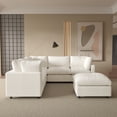 thumbnail image 3 of Magic Home 100.5" Modular Sectional Sofa, Modern Chenille U Shaped Cloud Couches Beige Couch for Living Room, Apartment, Office, 6-Seat, Beige, 3 of 12