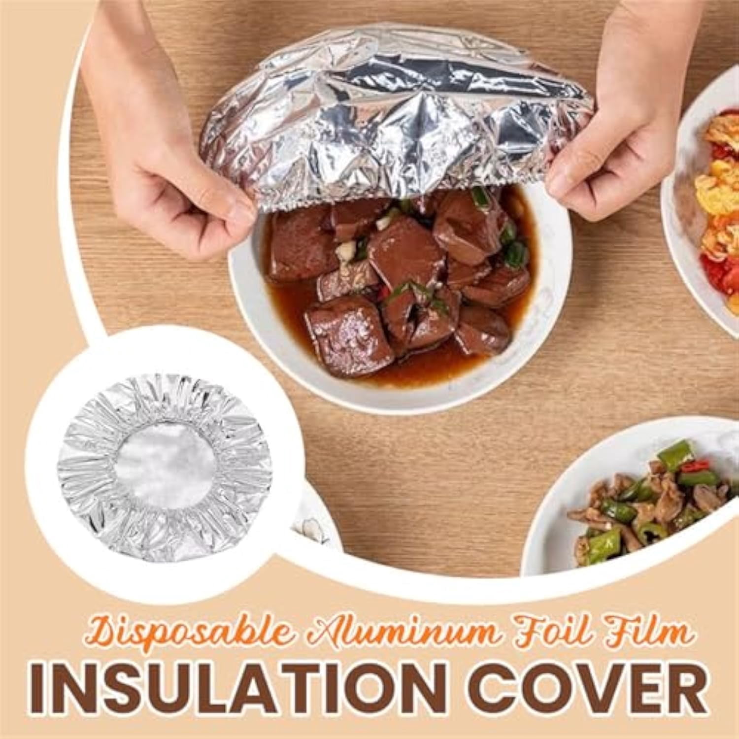 Kitchen Fresh-Keeping Insulation Film, Repeatable Aluminum Foil Film Insulation Cover, Aluminum Foil Food Covers for Kitchen 100PCS