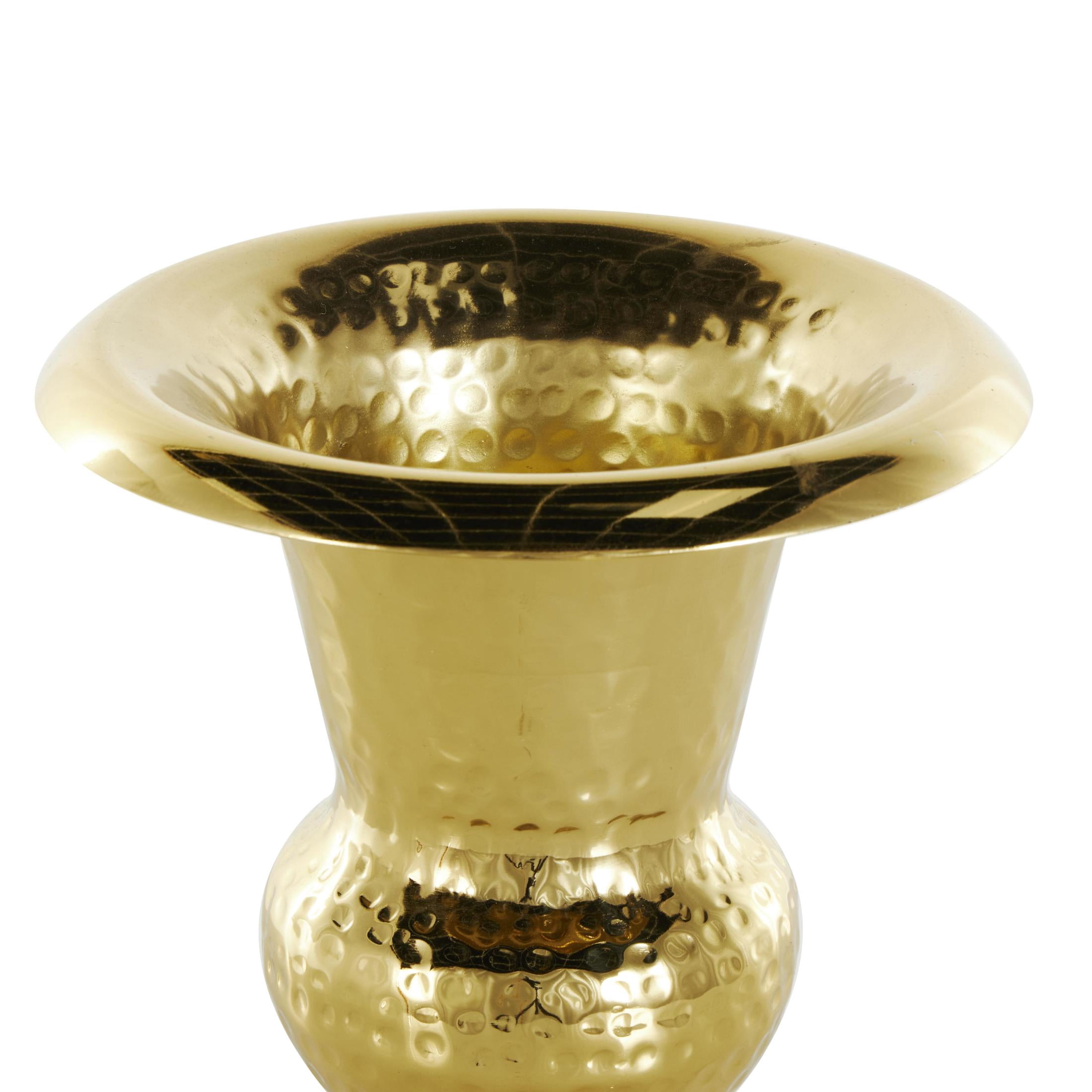DecMode 11" Goblet Inspired Hammered Gold Aluminum Metal Vase