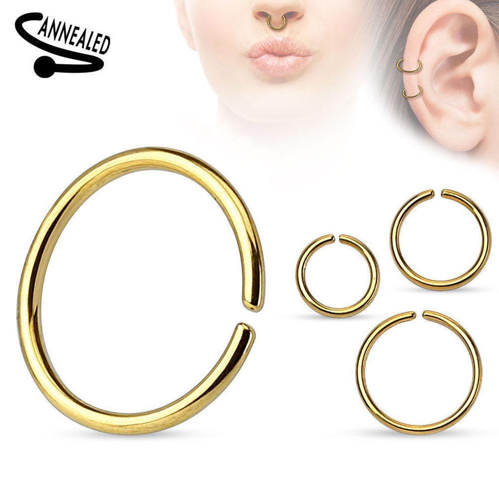 EG Gifts Seamless Nose Ring Bendable Steel Nose Hoop 20G 18G 16G
