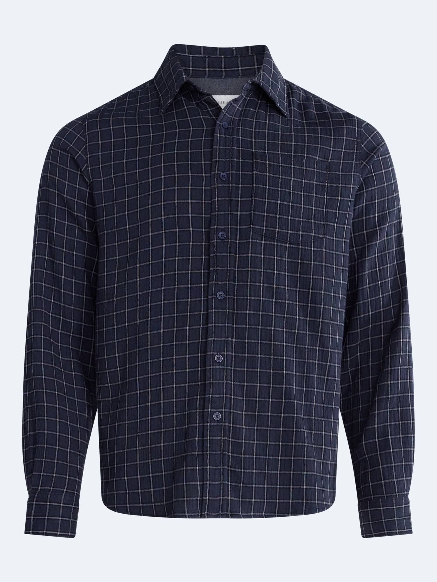Free Assembly Men's Button Front Gauze Shirt with Long Sleeves, Sizes XS-3XL