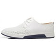 thumbnail image 3 of Santimon Breathable Leather Shoes Men Casual Shoes Non-Slip Sneakers White 10.5 US, 3 of 7