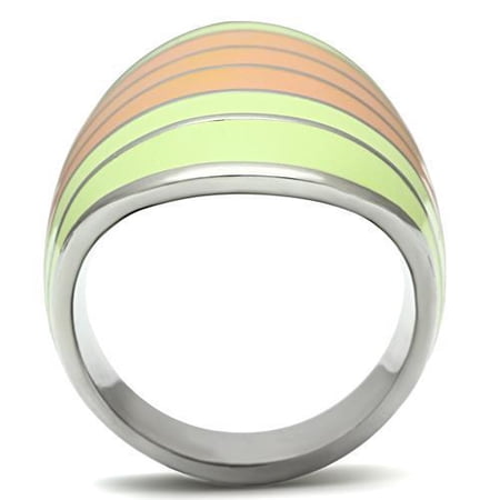TK504 - High polished (no plating) Stainless Steel Ring with Epoxy in Multi Color