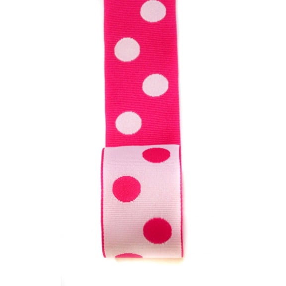 Ribbon Bazaar Reversible Grosgrain Polka Dots 1-1/2 inch Pink White 20 yards Ribbon