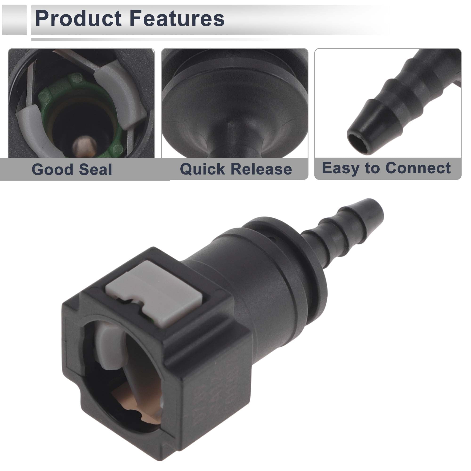 Unique Bargains Fuel Line Quick Connector for 5/16" SAE Male Connector Plastic Black Gray
