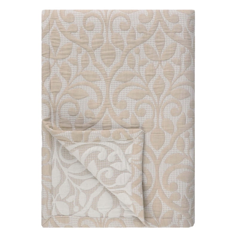 Superior Vineyard Cotton Blend Matelasse Coverlet, Throw, Beige