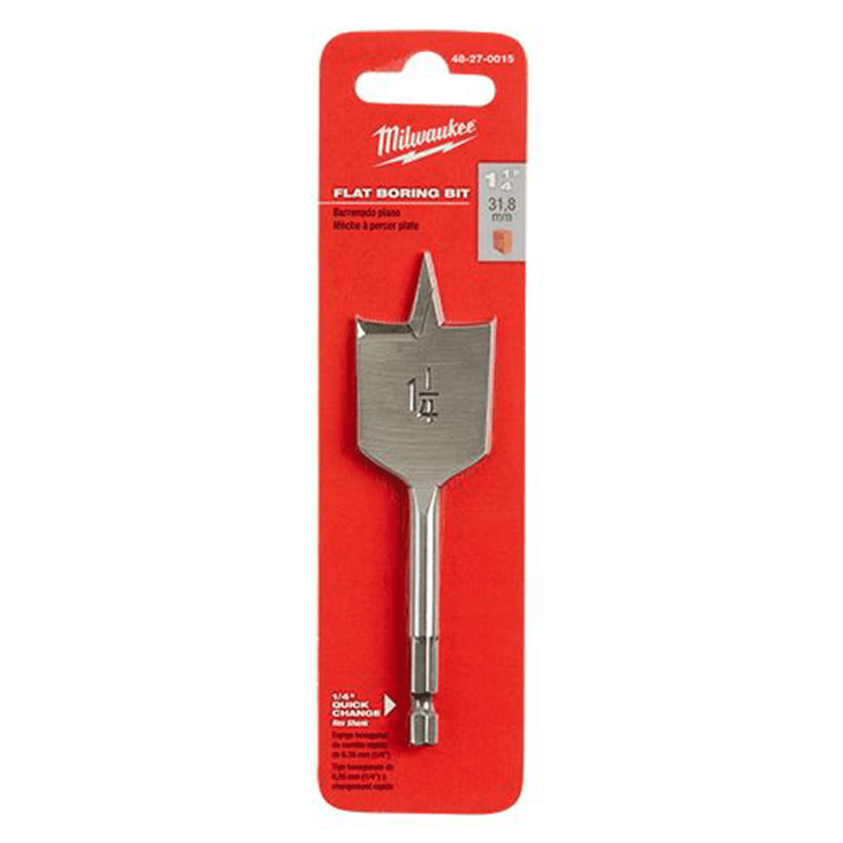 Milwaukee Tool 1-1/4" x 4.5" Flat Boring Bit