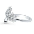thumbnail image 3 of BERRICLE Sterling Silver Feather Cubic Zirconia CZ Bypass Fashion Ring for Women, Rhodium Plated Size 6, 3 of 10