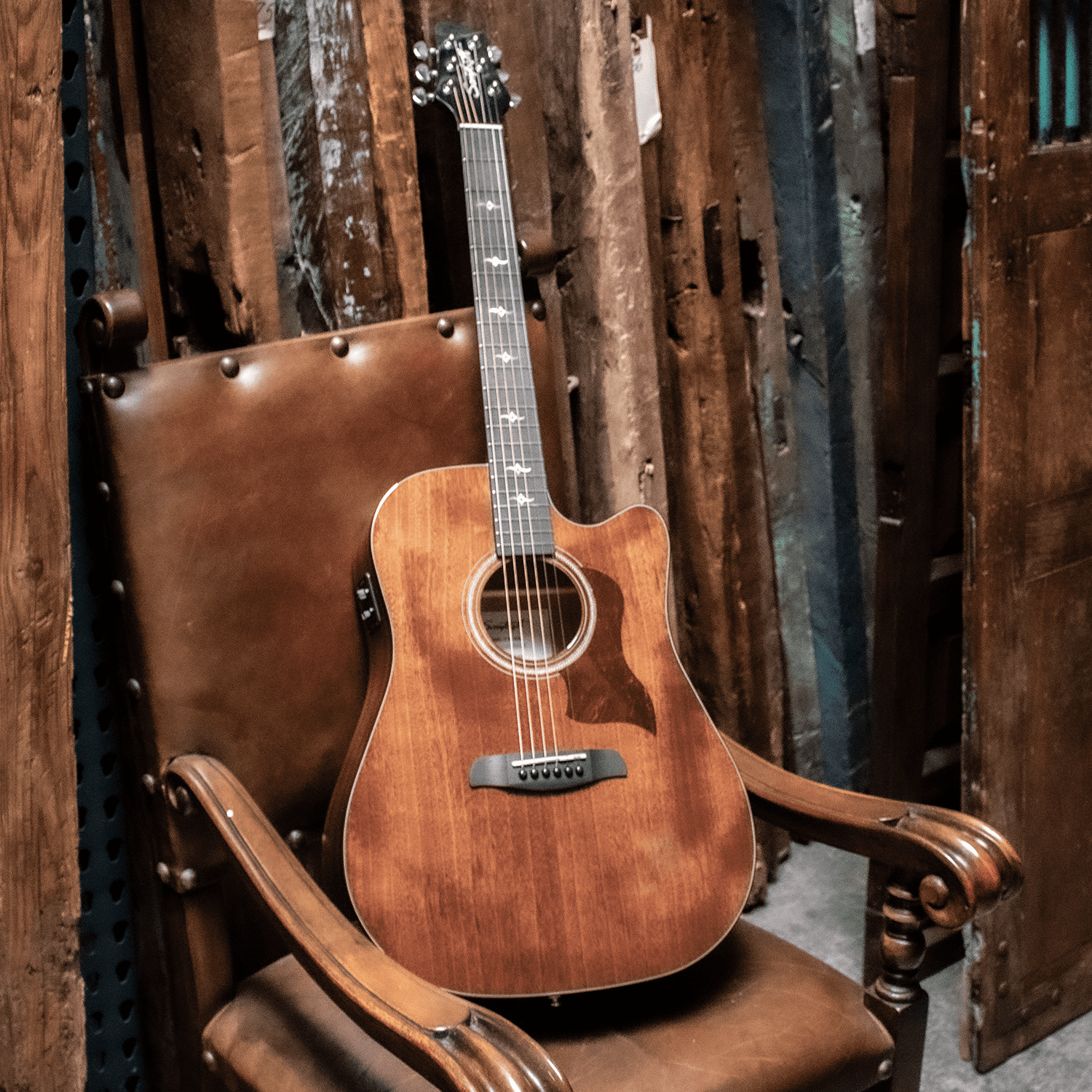 Sawtooth Mahogany Series Dreadnought Cutaway Acoustic Electric Guitar with Mahogany Back and Sides