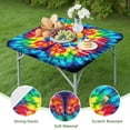 thumbnail image 4 of Vibrant Tie Dye Symmetry Square Fitted Tablecloth with Elastic Edge,Square Table Cover,Washable Elastic Table Cover for Home Kitchen Party Decor 36"x36", 4 of 6