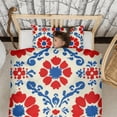 thumbnail image 3 of Red and Blue Pioneer Flower Modern Art Geometric Duvet Cover and Pillowcase Set for Single Bedding, Bedroom Accessories for Kids Teens, 3 of 5